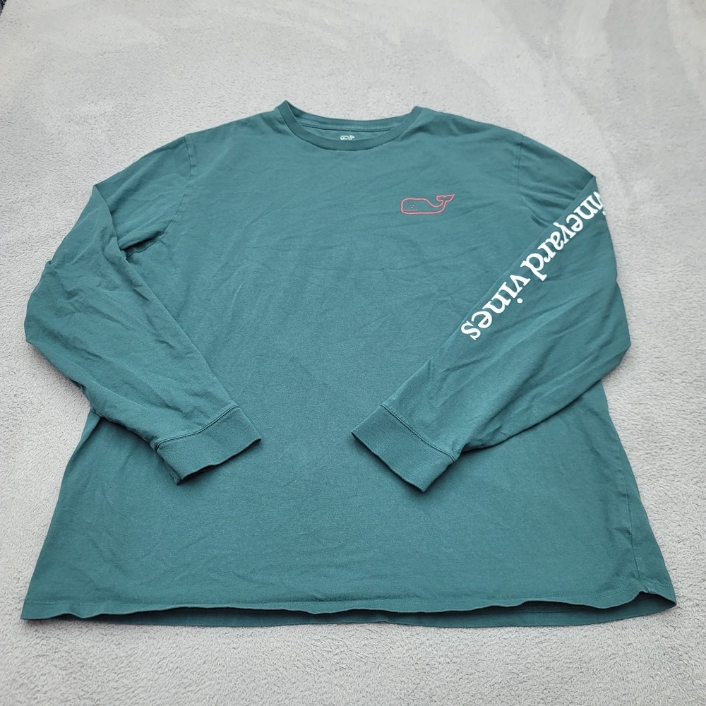 Vineyard Vines T-Shirt Mens 2XL Green Applique Whale Long Sleeve 1V019889 XXL